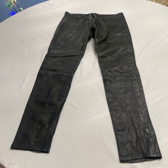 All Saints Mauritius Black 100% Leather Pants Size 29 Read Description - Picture 1 of 9